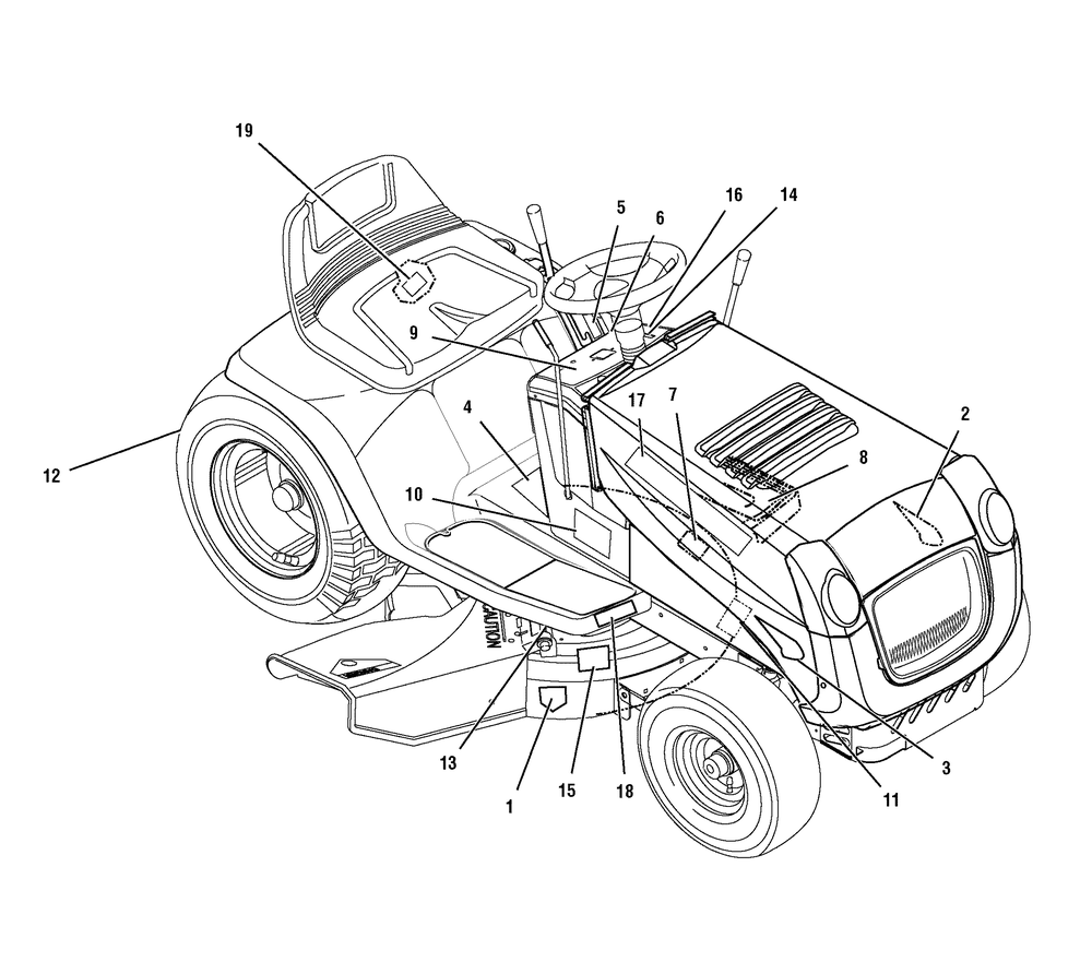 Decals Diagram and Parts List for 425622X50C 2007 Briggs and Stratton Lawn Tractor
